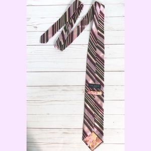 Ted Baker Silk Purple and Pink Striped Pattern Tie